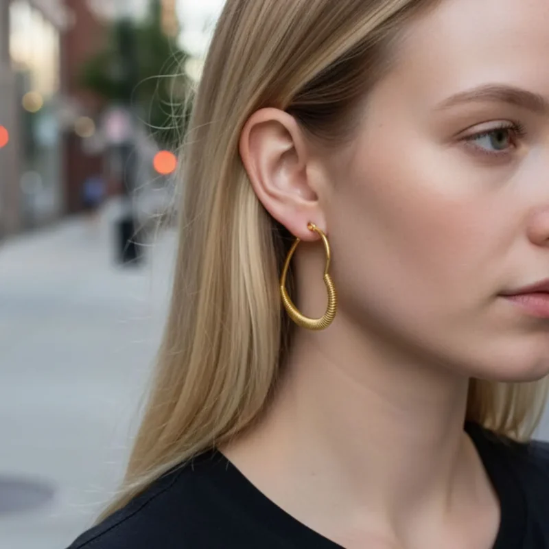 Aretes Arracadas De Acero Corazón Espiral