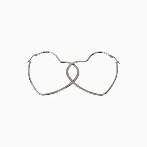 Aretes Arracadas De Acero Corazón Plateado