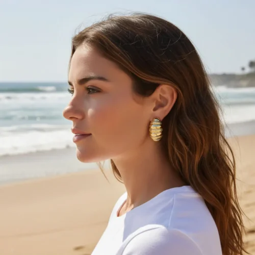 Aretes Arracadas De Oro Anchas Onduladas