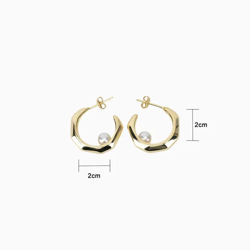 Aretes Broquel De Oro Diseño Con Perla Aretes Broquel De Oro Diseño Con Perla