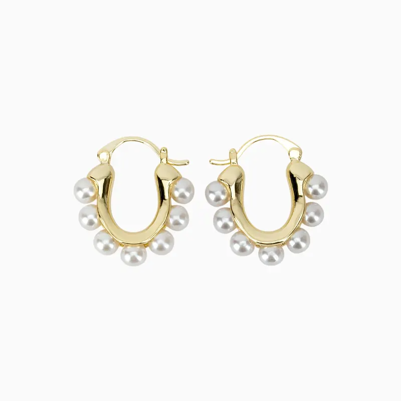 Aretes Arracadas De Oro Diseño Con Perlas