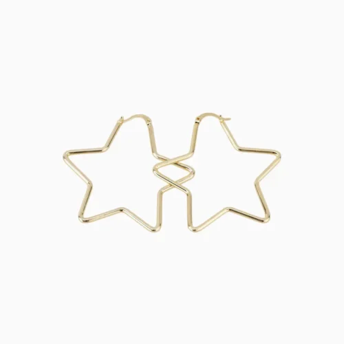 Aretes Arracadas De Oro Estrella 50mm Aretes Arracadas De Oro Estrella 50mm