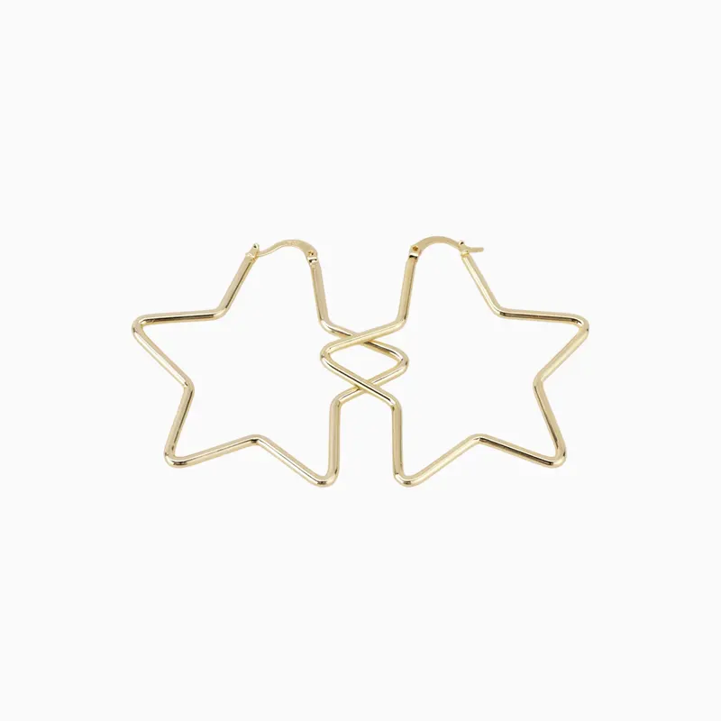 Aretes Arracadas De Oro Estrella 50mm Aretes Arracadas De Oro Estrella 50mm