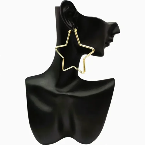 Aretes Arracadas De Oro Estrella 50mm