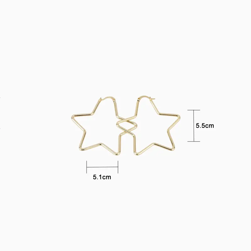 Aretes Arracadas De Oro Estrella 50mm Aretes Arracadas De Oro Estrella 50mm