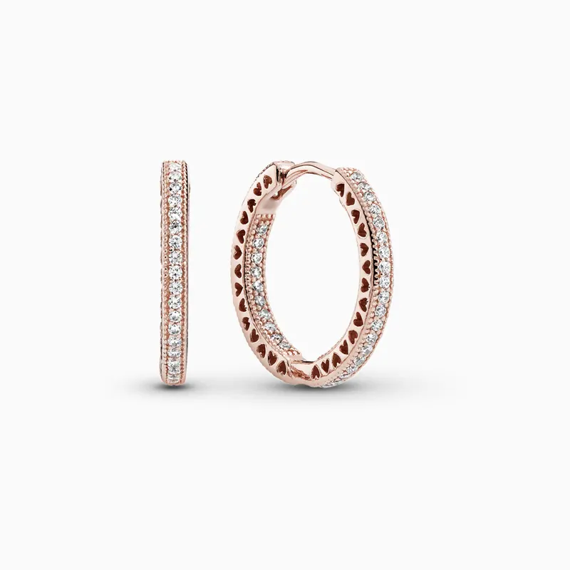 Aretes Arracadas De Plata Brillo Y Corazones Rosa Aretes Arracadas De Plata Brillo Y Corazones Rosa