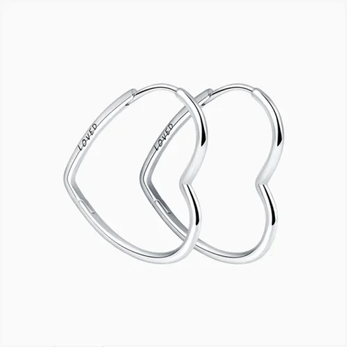 Aretes Arracadas De Plata Corazón Loved