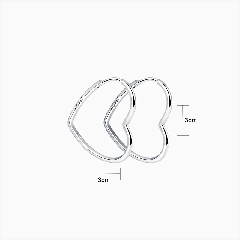 Aretes Arracadas De Plata Corazón Loved