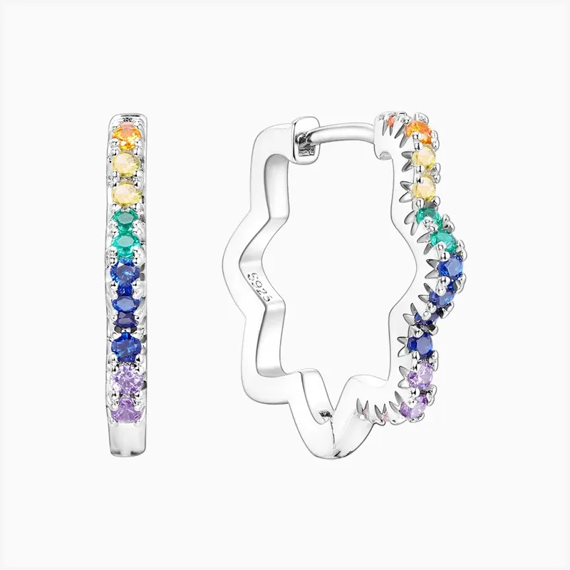 Aretes Arracadas De Plata Estrella Multicolor