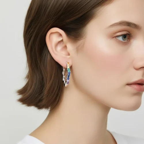 Aretes Arracadas De Plata Estrella Multicolor