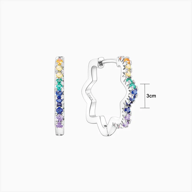 Aretes Arracadas De Plata Estrella Multicolor