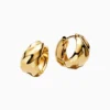 Aretes Huggies De Plata Ondas Dorado