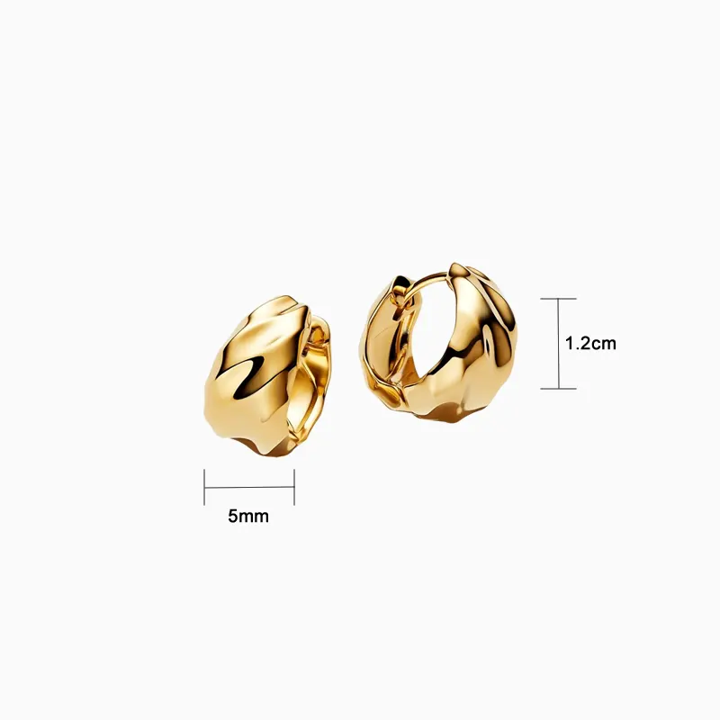 Aretes Huggies De Plata Ondas Dorado