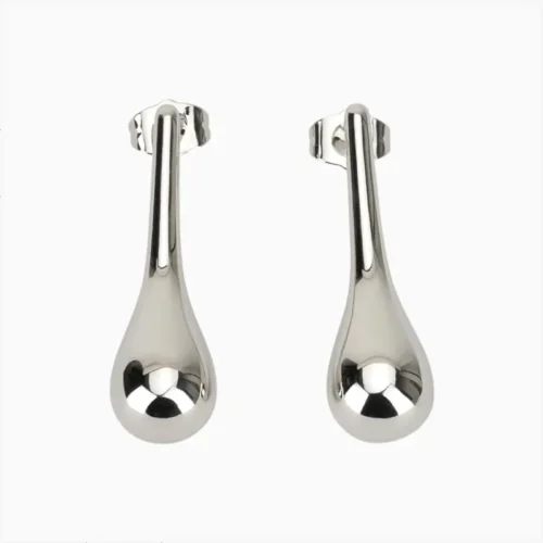 Aretes Broquel De Oro Gota Larga