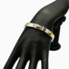 Pulsera De Acero Cuadros Dorados