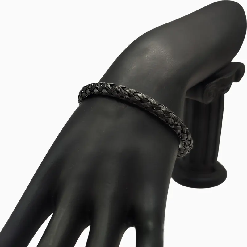Pulsera De Acero Trenzado Negro
