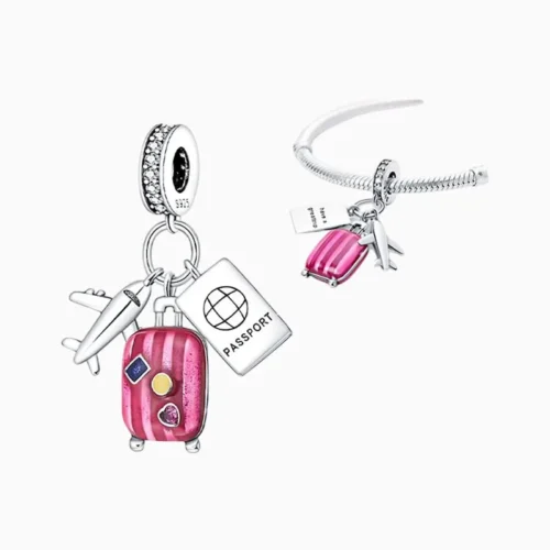 Charm Amo Viajar Rosa