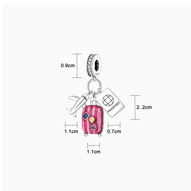 Charm Amo Viajar Rosa