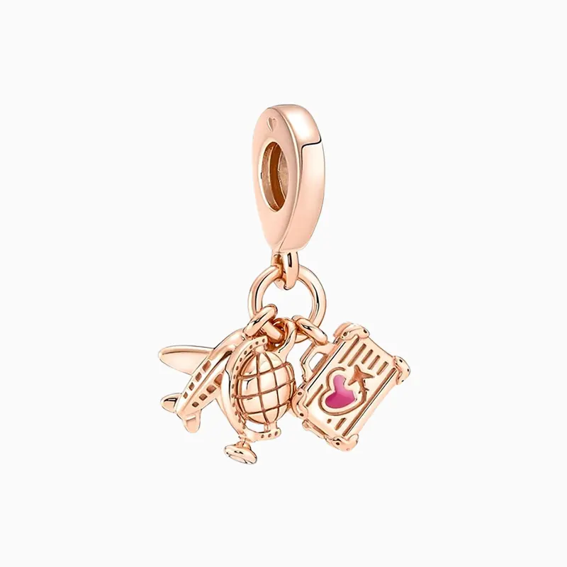 Charm Avión Planeta Y Maleta Rosa