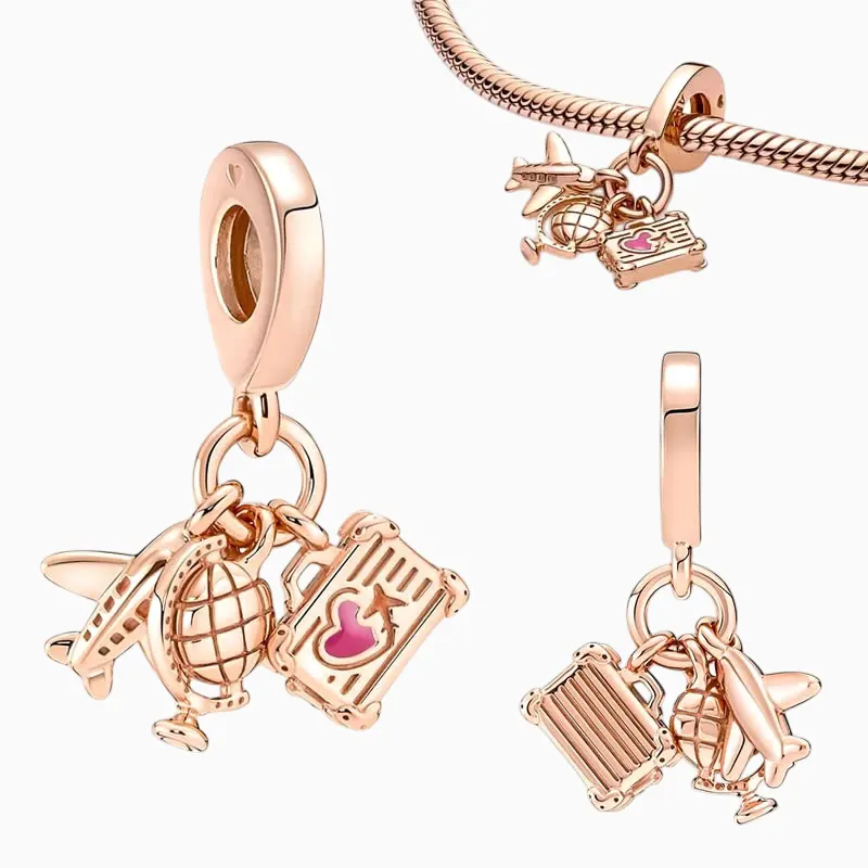 Charm Avión Planeta Y Maleta Rosa