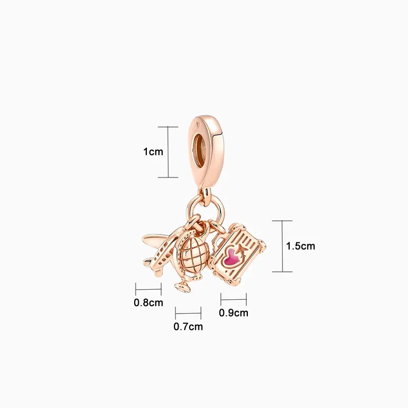 Charm Avión Planeta Y Maleta Rosa