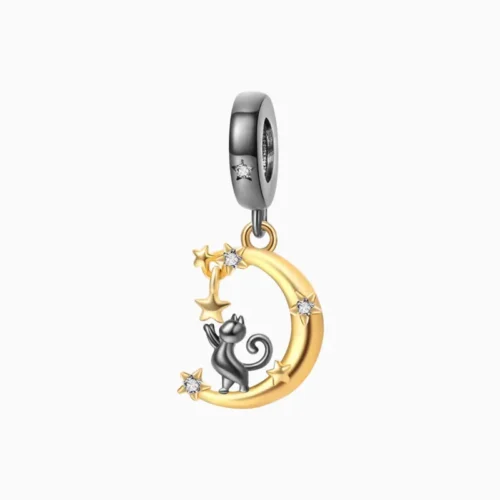 Charm Gato En Luna Estrellada