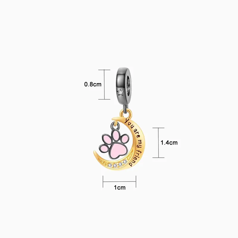 Charm Huella De Mascota En Luna