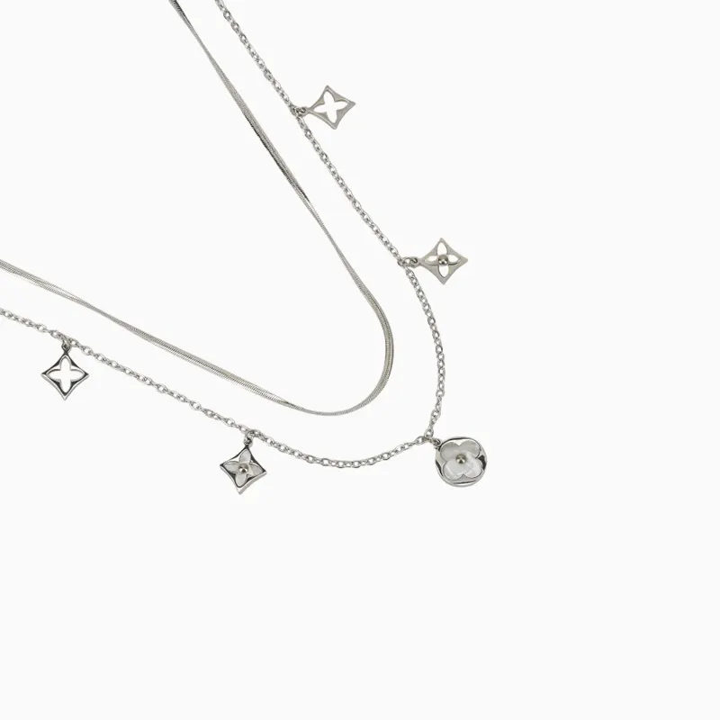 Collar De Acero Cadena Con Flores