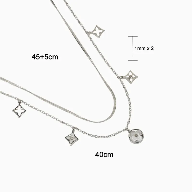 Collar De Acero Cadena Con Flores