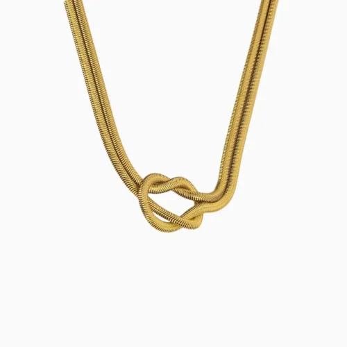 Collar De Acero Cola De Ratón Con Nudo