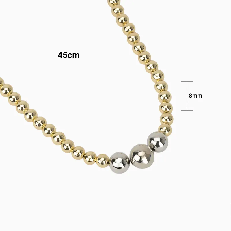 Collar De Oro Cuentas Doble Color