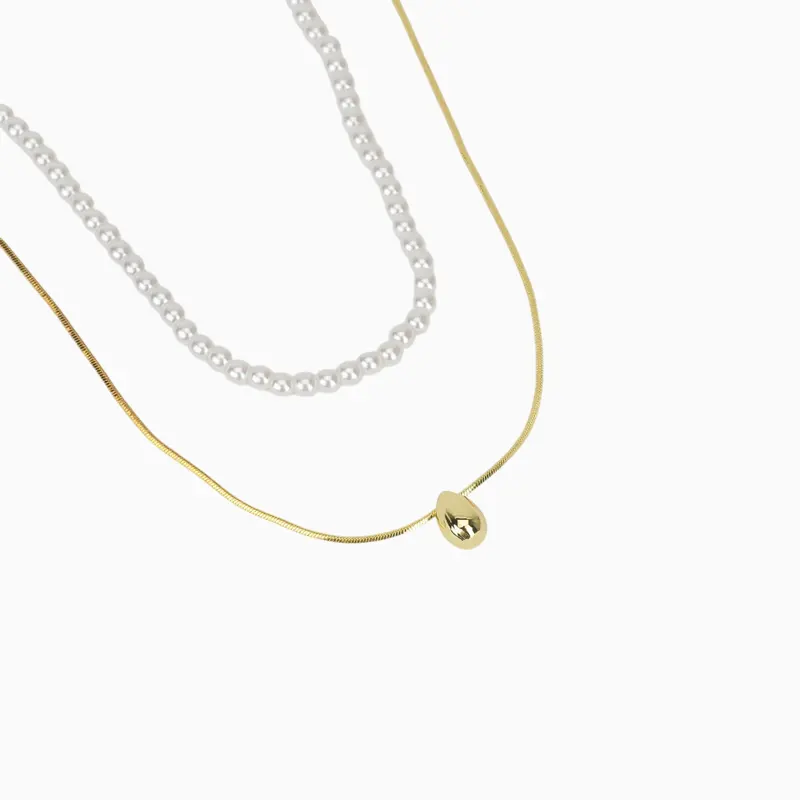 Collar De Oro Dorado Perlas Blancas Collar De Oro Dorado Perlas Blancas