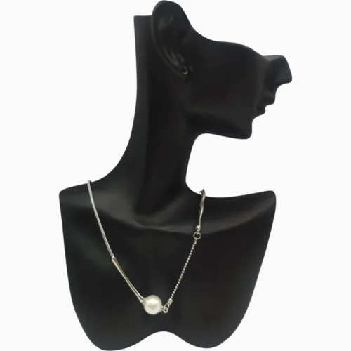 Collar De Oro Plateado Con Perla