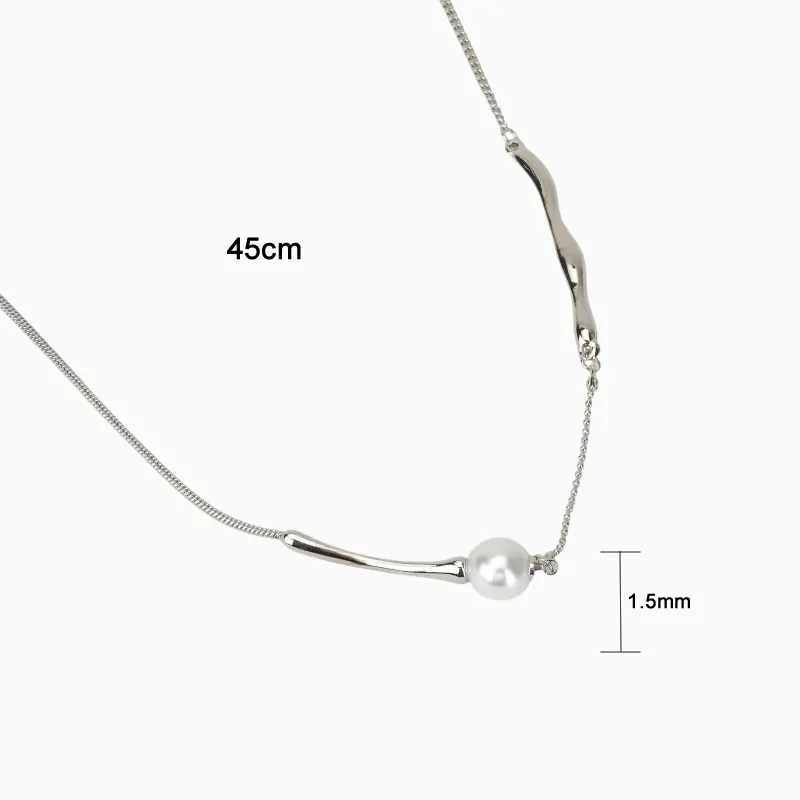 Collar De Oro Plateado Con Perla