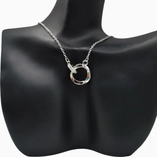 Collar De Plata Círculos Entrelazados Plata