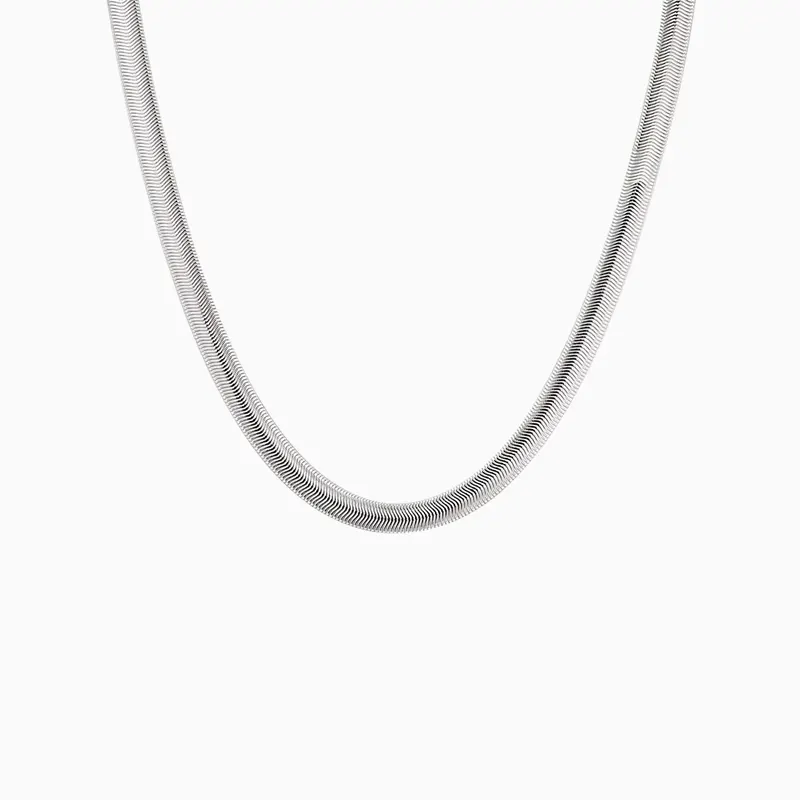 Collar De Plata Cola De Ratón Plana