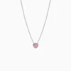 Collar De Plata Corazón Rosa Superior
