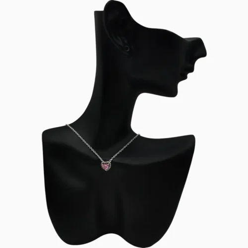 Collar De Plata Corazón Rosa