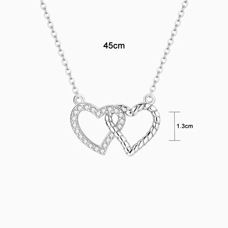 Collar De Plata Corazones Entrelazados