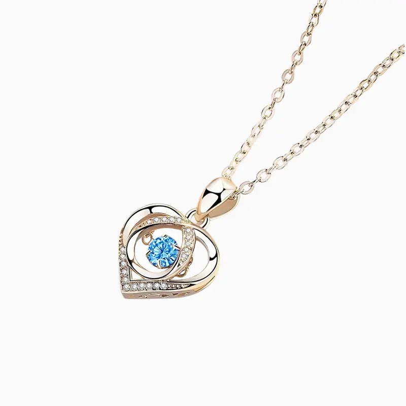 Collar De Plata Dije Corazón Azul