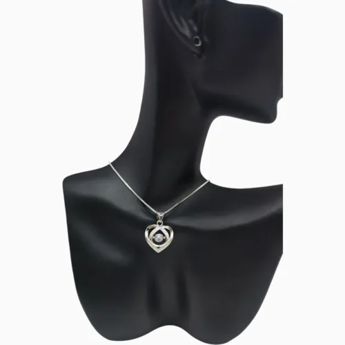 Collar De Plata Dije Corazón Brillante