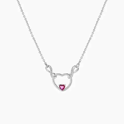 Collar De Plata Dije Corazón Rojo