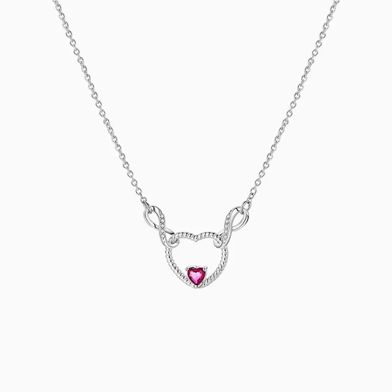 Collar De Plata Dije Corazón Rojo Collar De Plata Dije Corazón Rojo