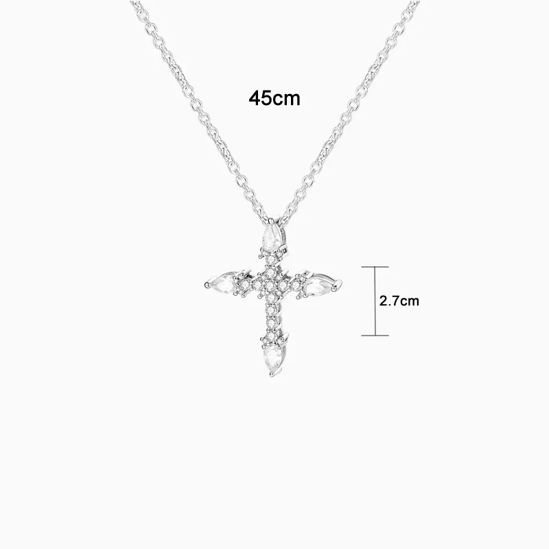 Collar De Plata Dije Cruz Brillante Collar De Plata Dije Cruz Brillante