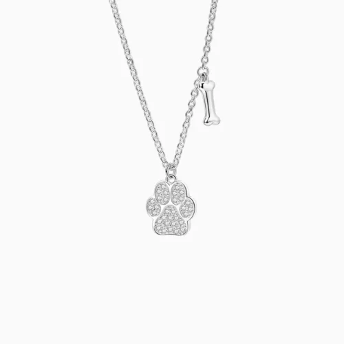 Collar De Plata Dije Huella De Mascota