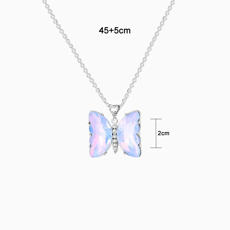 Collar De Plata Dije Mariposa Morada