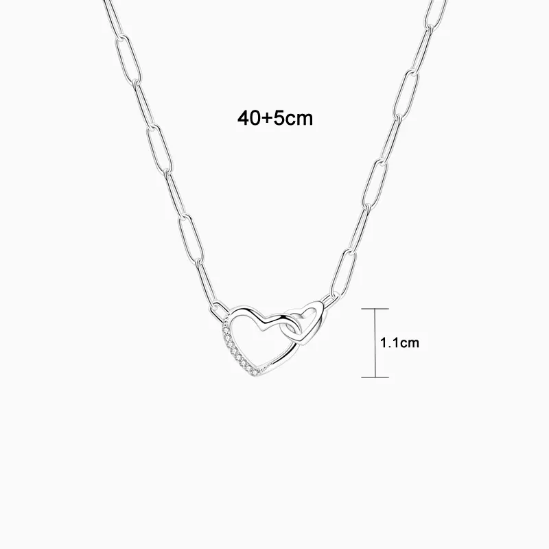 Collar De Plata Eslabón Corazones