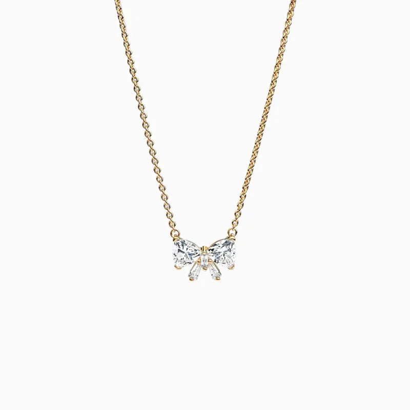 Collar De Plata Lazo Dorado