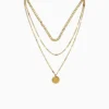 Collar De Acero Triple Dije Dorado