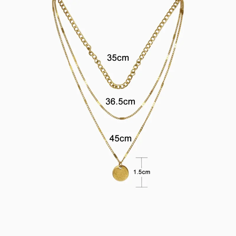 Collar De Acero Triple Dije Dorado